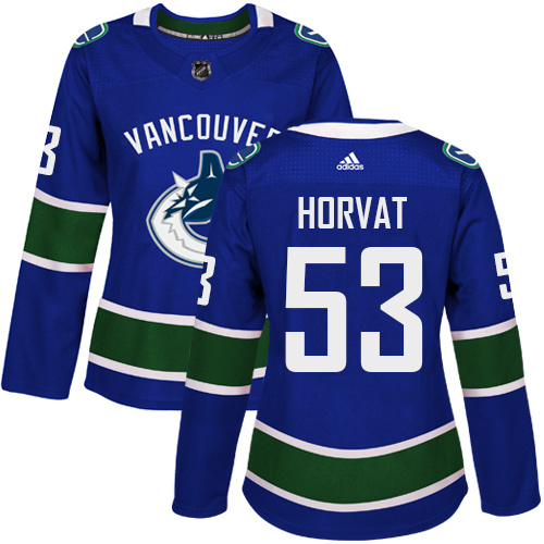 Adidas Vancouve Canucks 53 Bo Horvat Blue Home Authentic Women Stitched NHL Jersey